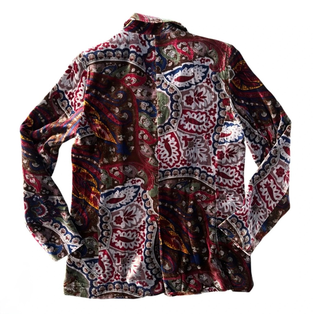 RARE! ZARA Blazer Velvet Paisley Silk Jacket Tops Shirts Suit Jacket Size M - Picture 2 of 7